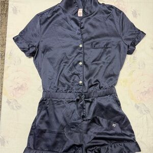 Victoria's Secret Navy Satin Short Romper size small